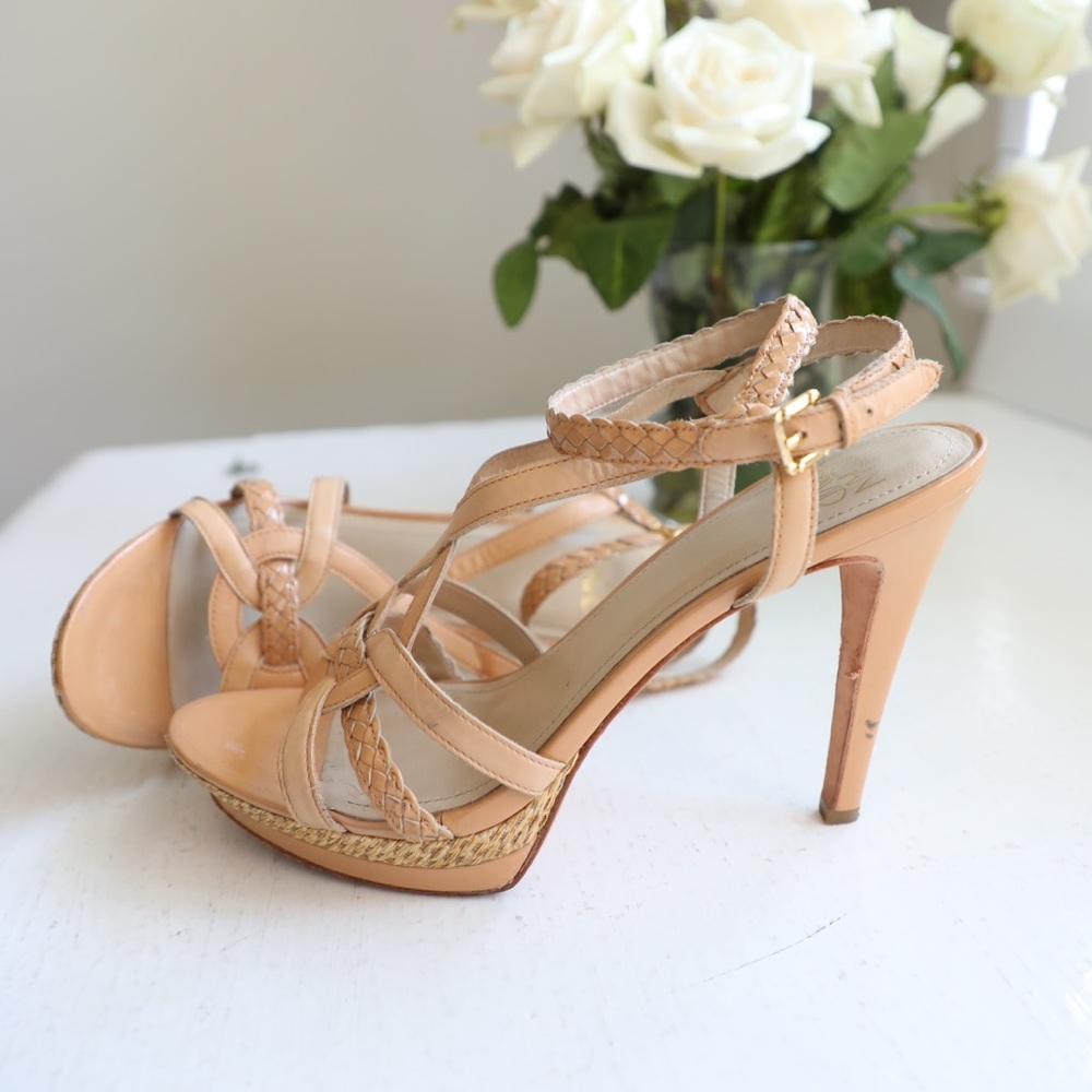 Joan & David Natural nude strappy heels